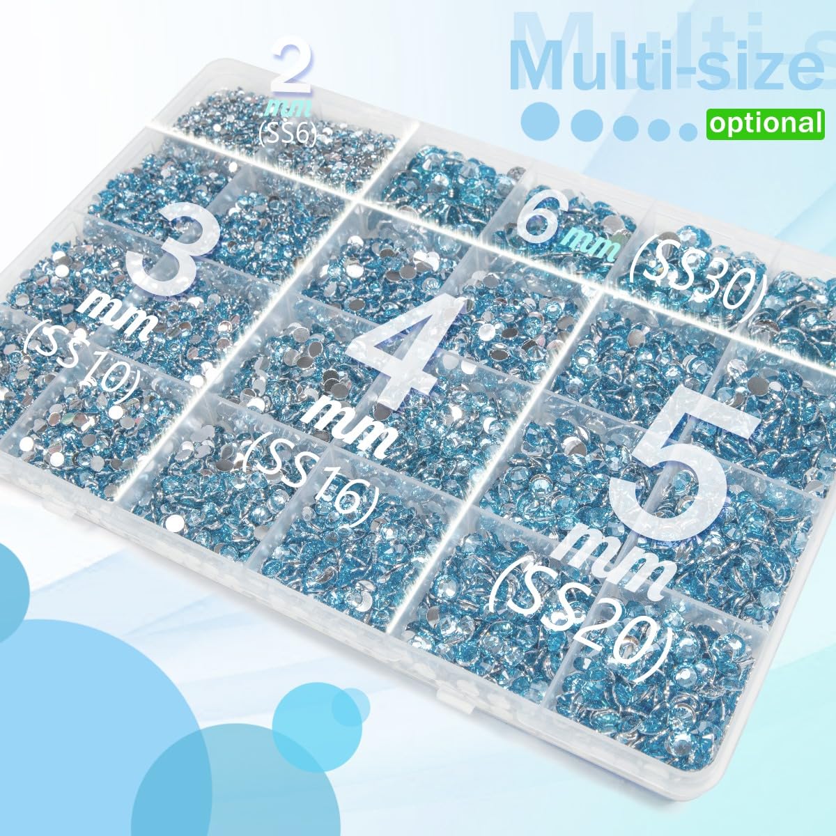 qiipii piedras de resina azul claro 5 mm ideales para tumbler y botellas brillantes.