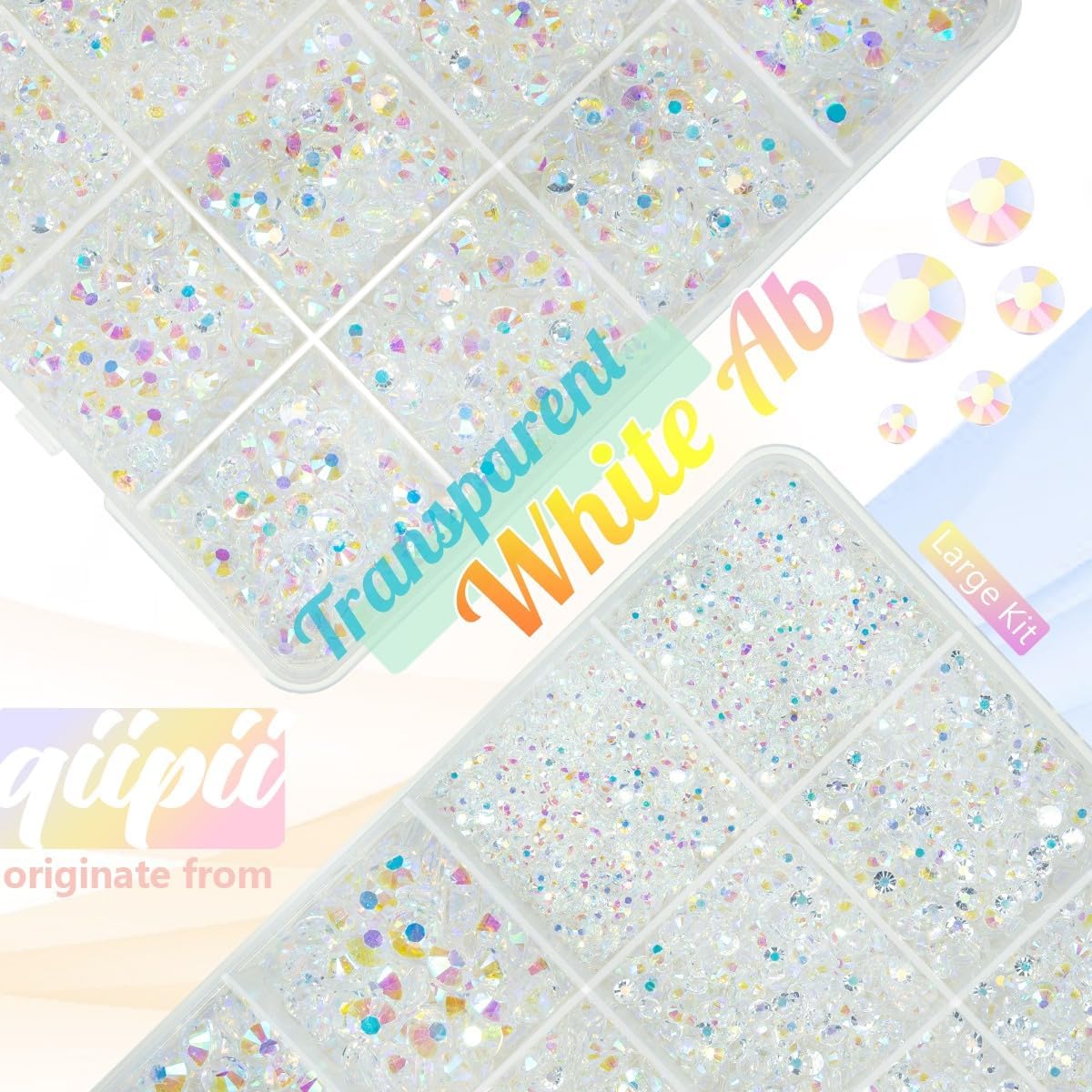 qiipii resinas AB 4 mm transparente, facetado de 14 caras para decoración elegante.