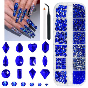 Piedras Qiipii azules zafiro para uñas con 12 formas.