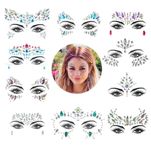 Qiseven joyas faciales sirena, brillo intenso para fiestas y festivales.