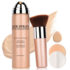 QIUFSSE Maquillaje mineral aerógrafo: base en botella para cobertura total y acabado neutro