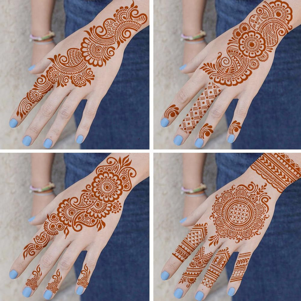 QSTOHENA Henna: plantillas diseños para manos, fáciles de aplicar en piel.
