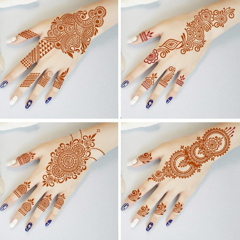 QSTOHENA Henna: plantillas PVC durables para reutilizar varias veces.