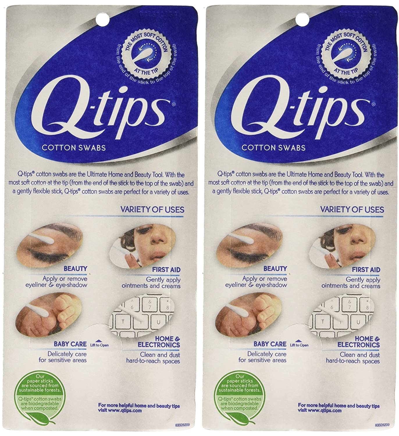 Q-tips: punta de algodón suave para limpieza delicada