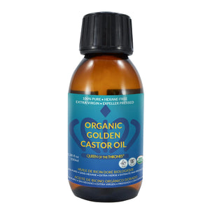QUEEN OF THE THRONES aceite de ricino dorado en botella de 100 ml para uso diario.