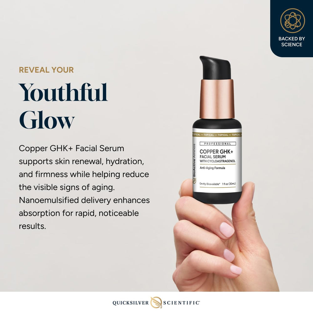 Quicksilver Scientific Copper GHK+ Serum con hialurónico y vitamina C para hidratación profunda