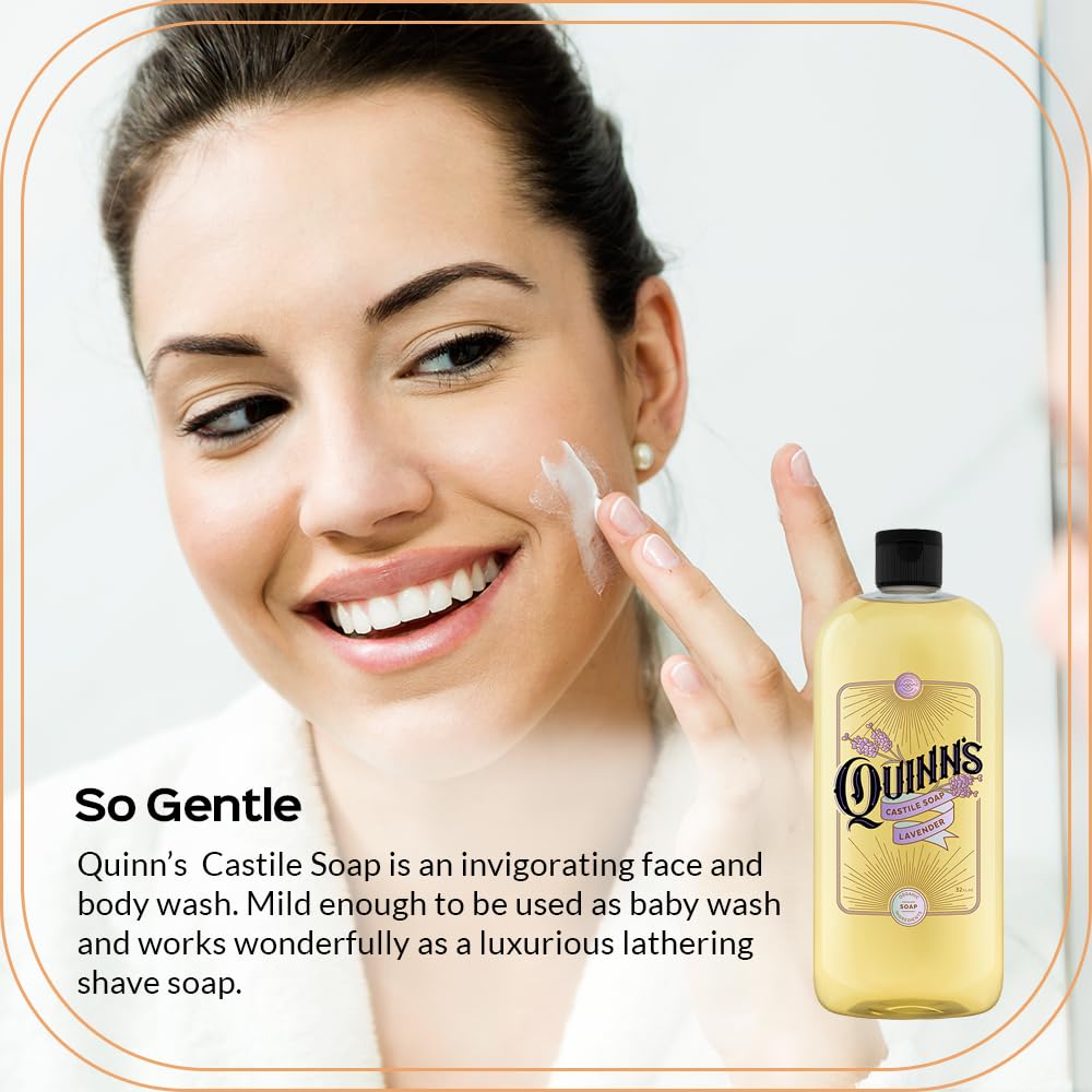 Quinn's Jabon de Castilla Lavanda para cuerpo y manos, limpieza suave diaria.