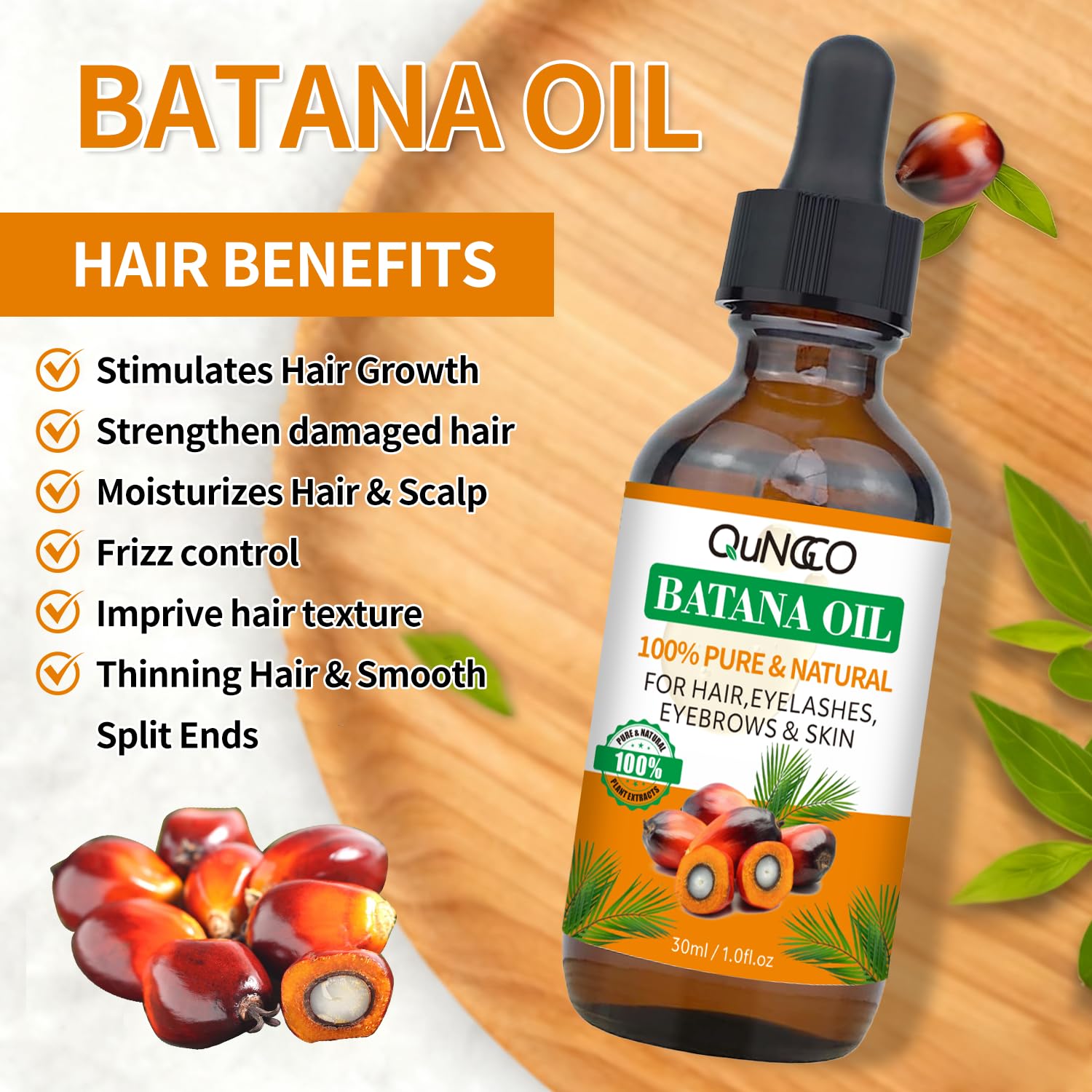 QUNGCO Batana Oil: cuidado del cuero cabelludo y hidratación.