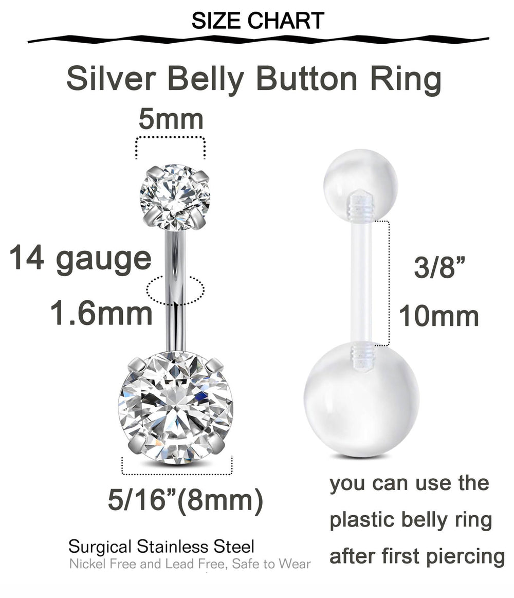 QWALIT anillo ombligo 14G 10mm bola 5mm para seguridad