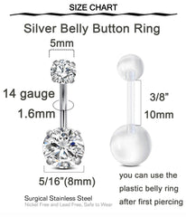 QWALIT anillo ombligo 14G 10mm bola 5mm para seguridad