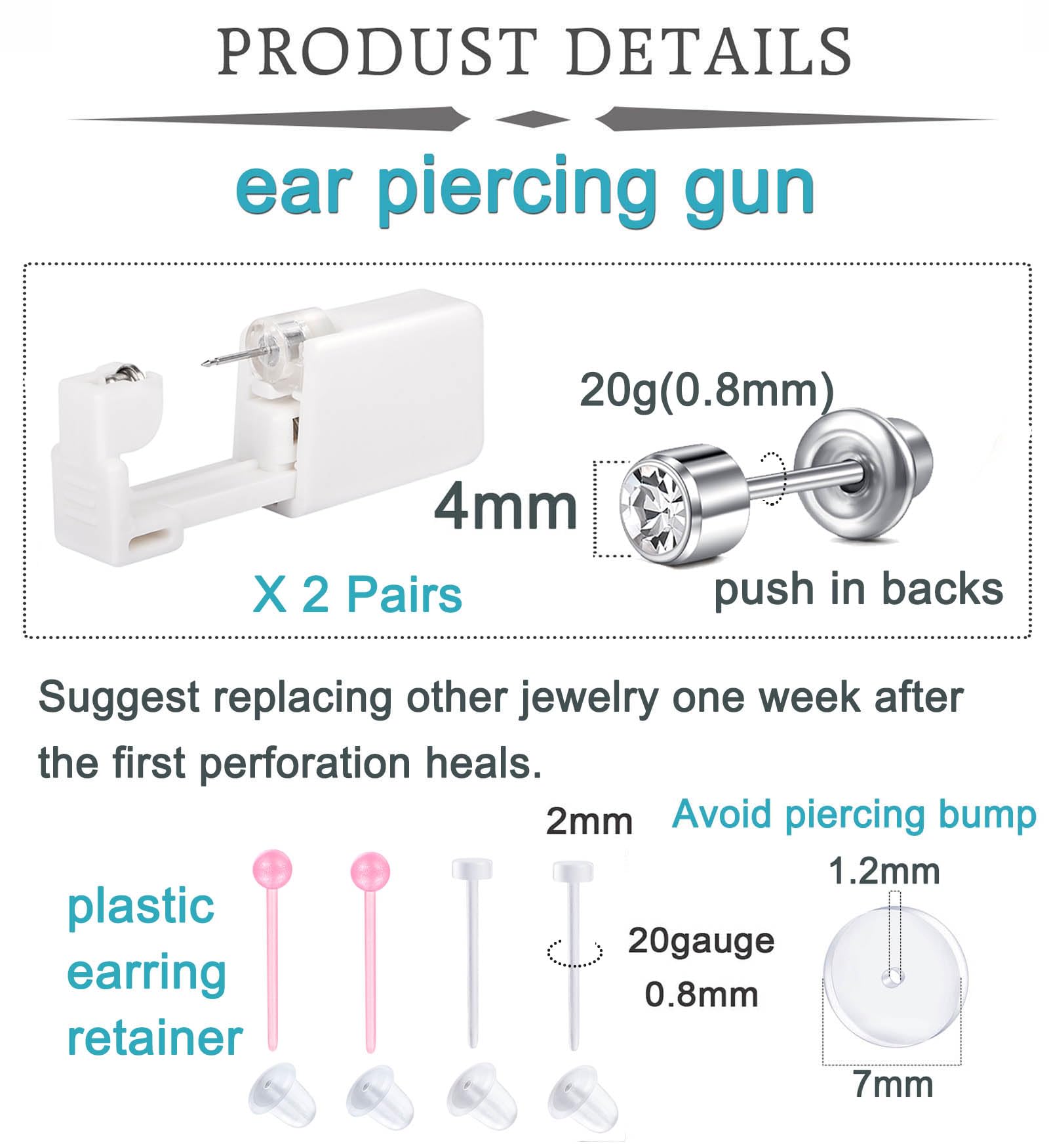 QWALIT aretes claros 20g: arete sencillo ideal para lobulo y cartílago.