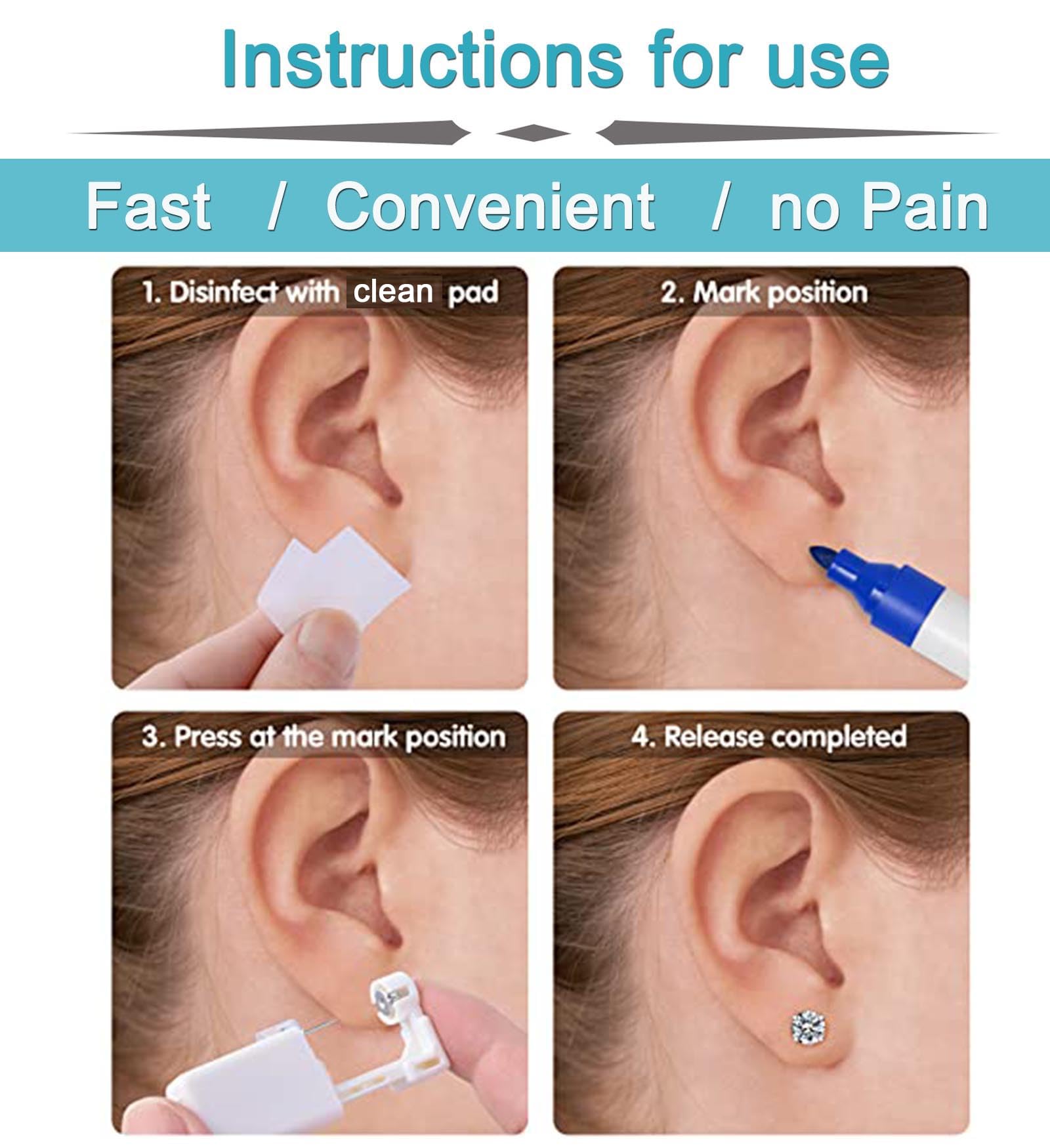 QWALIT aretes opal 20g para oreja con cierre plano.
