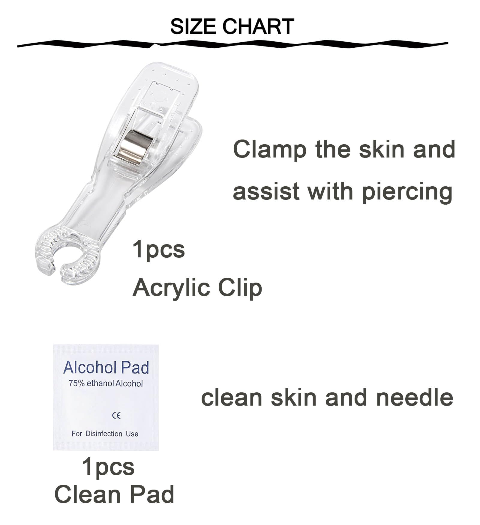 Diseño plateado QWALIT, kit de piercing para ombligo, experiencia de uso cómoda.