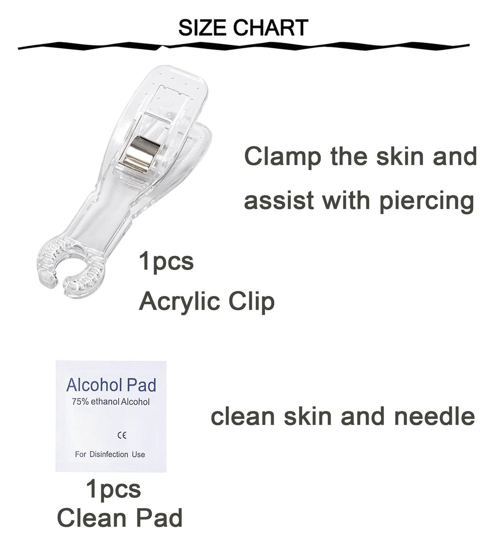 Diseño plateado QWALIT, kit de piercing para ombligo, experiencia de uso cómoda.