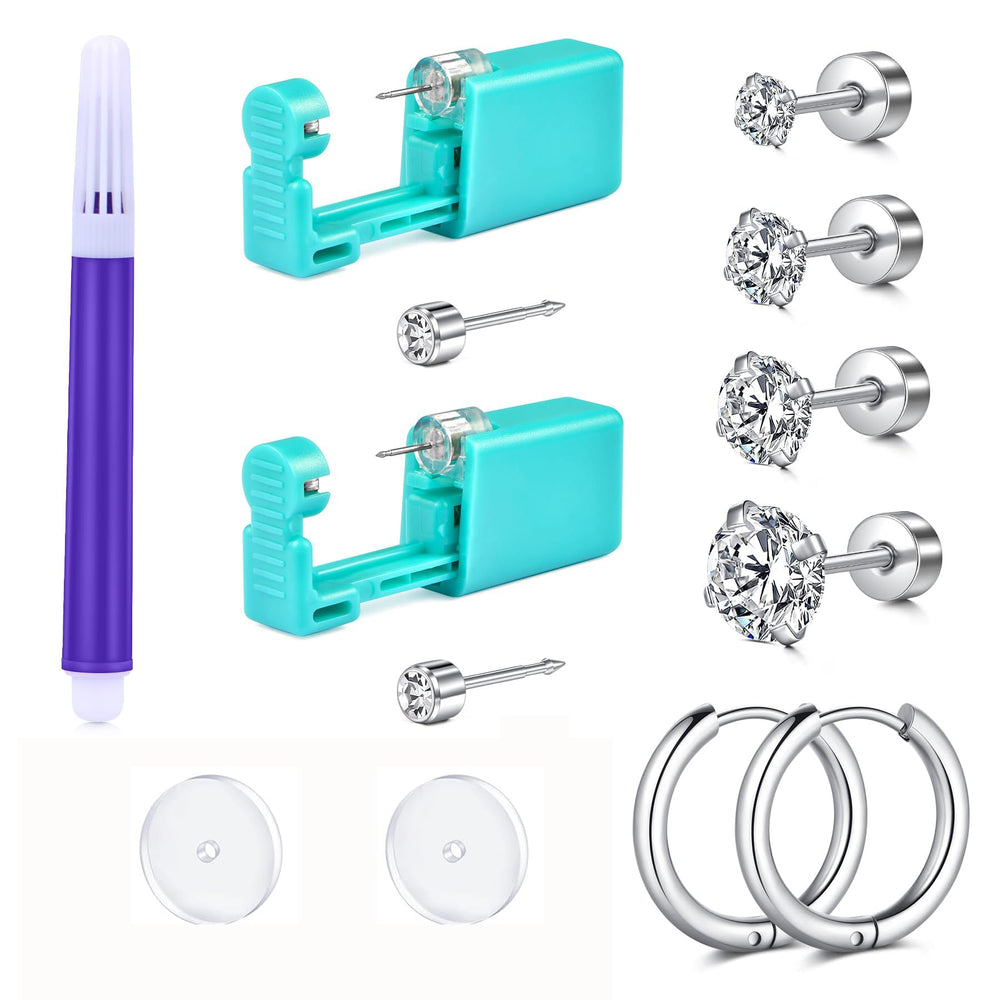 QWALIT kit de perforación para orejas con pistola, uso en casa seguro y práctico.