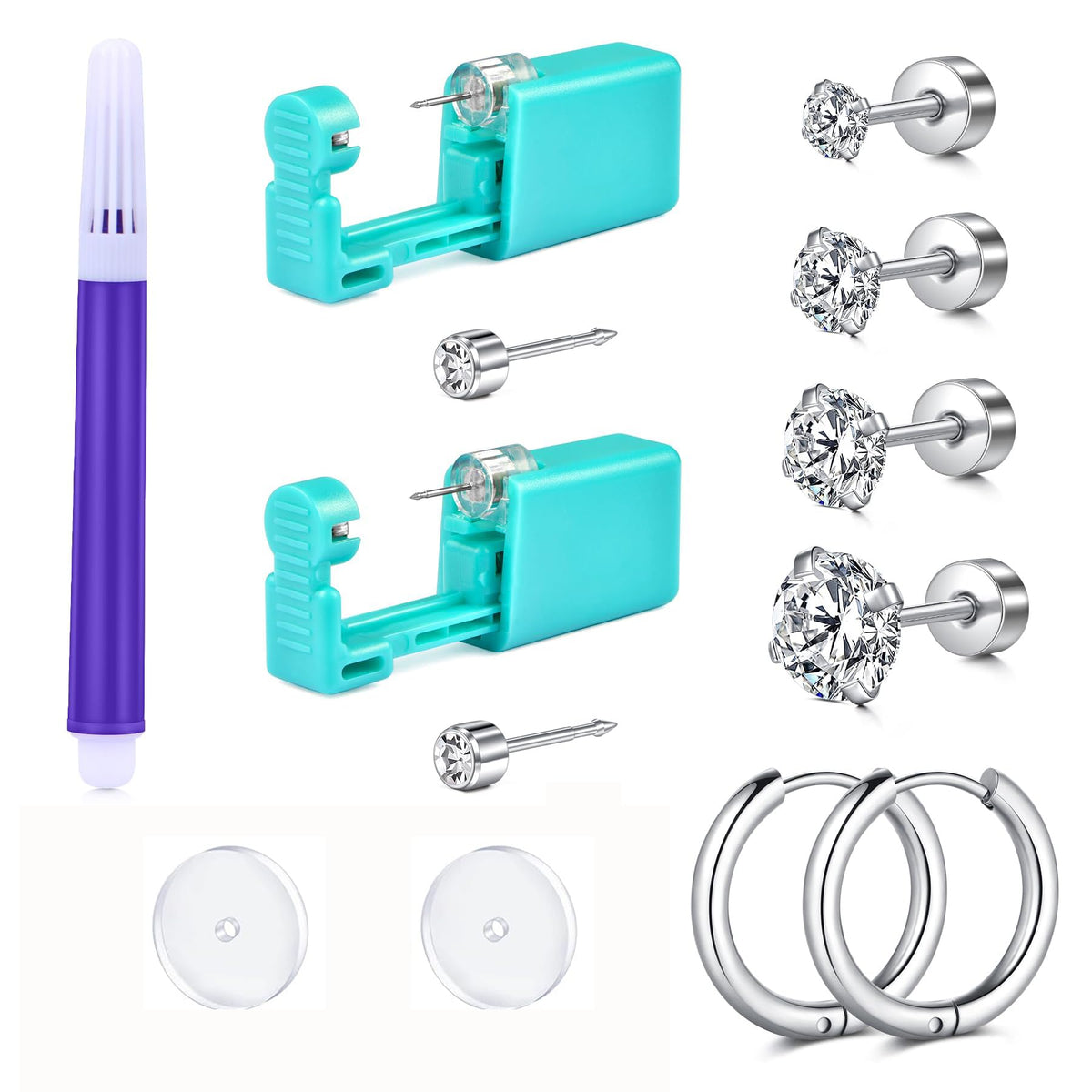 QWALIT kit de perforación para orejas con pistola, uso en casa seguro y práctico.