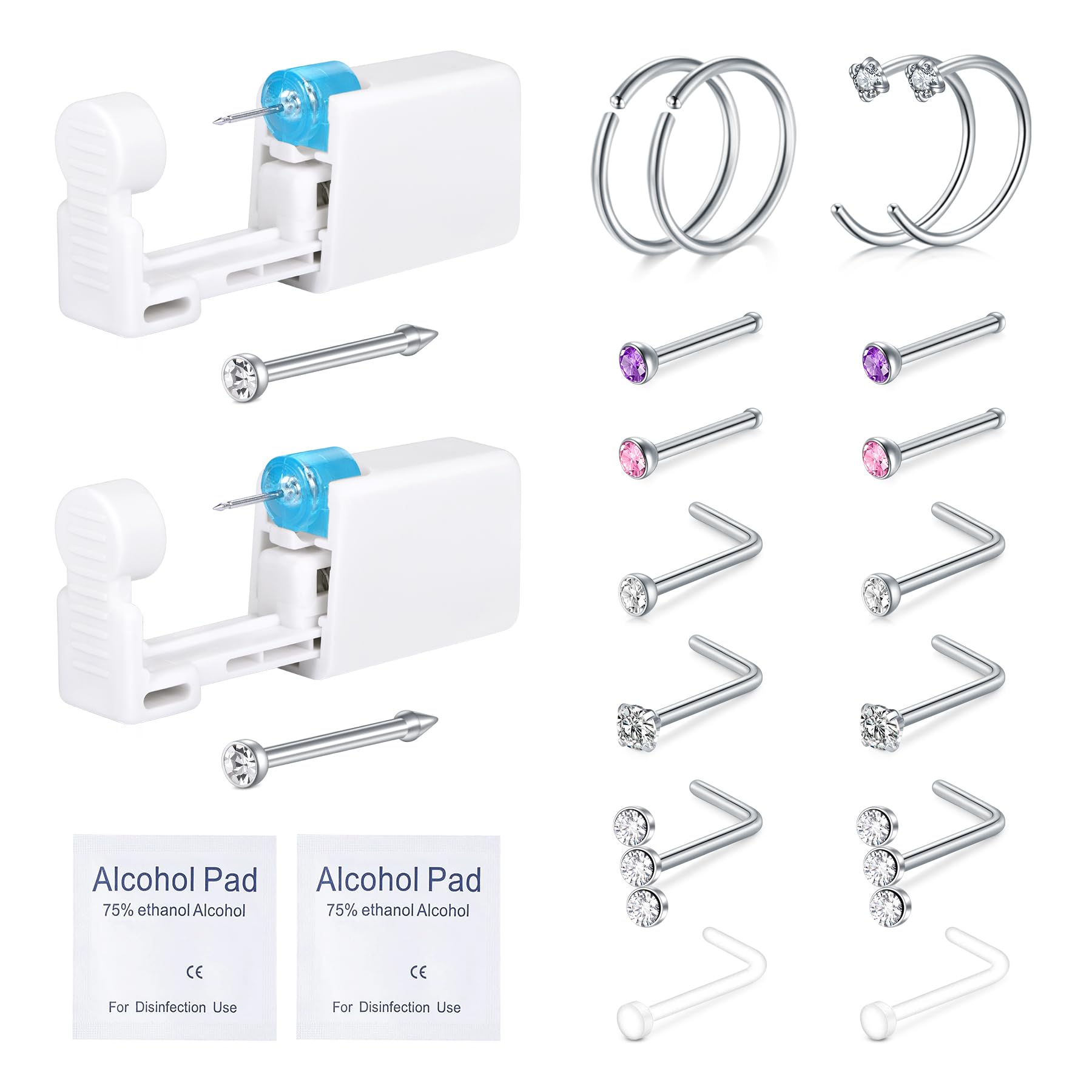 Kit QWALIT de perforación nasal con dos piezas para uso seguro en casa.