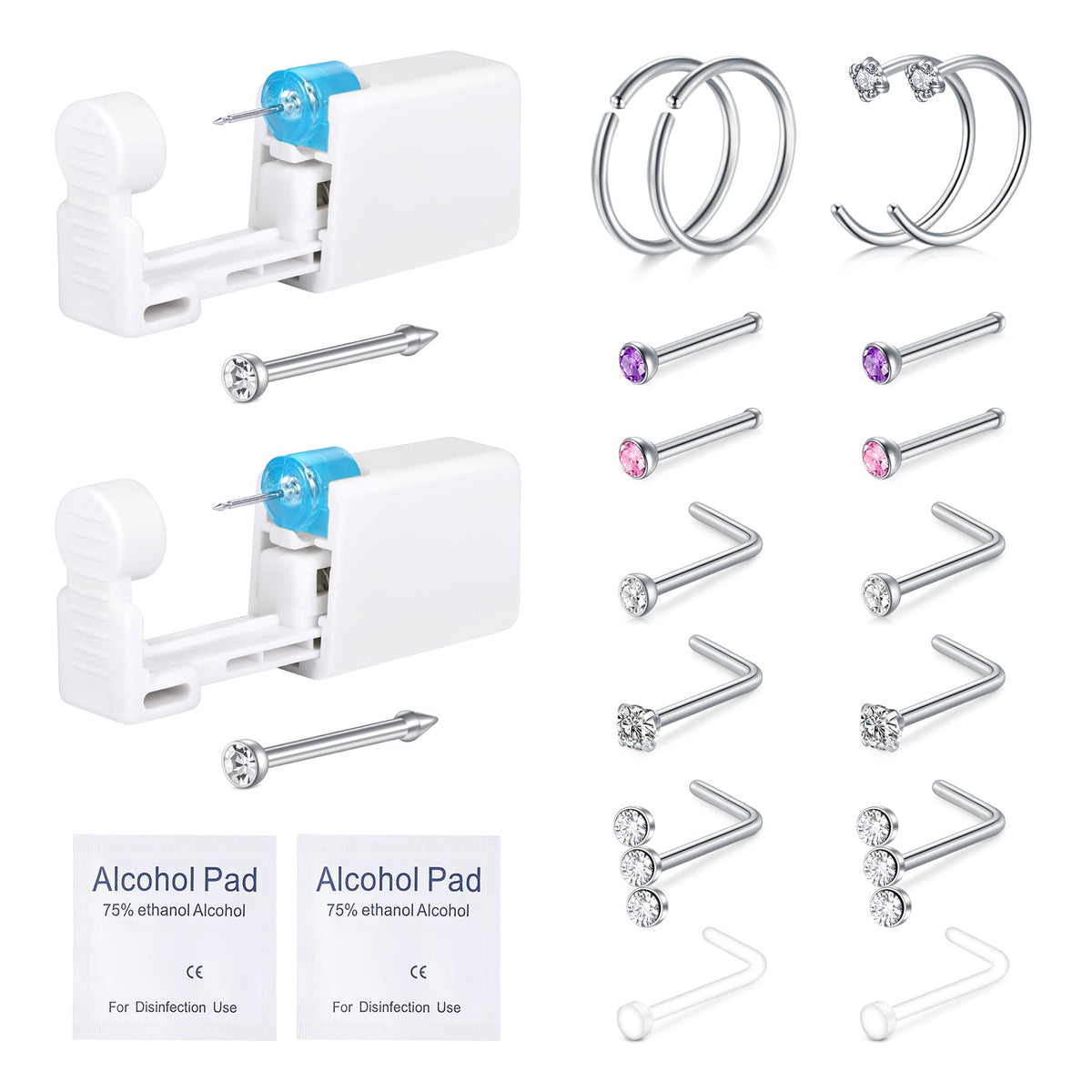 Kit QWALIT de perforación nasal con dos piezas para uso seguro en casa.