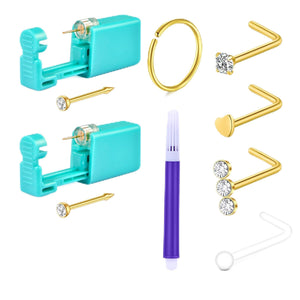 QWALIT kit de piercing nasal con contenido completo para empezar en casa