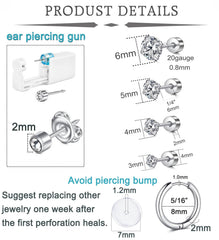 Pendientes 20G de QWALIT para lóbulos, uso cómodo y medición precisa.