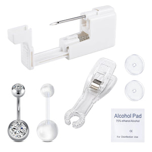 Pistola QWALIT para piercing de ombligo en plata, uso doméstico seguro.