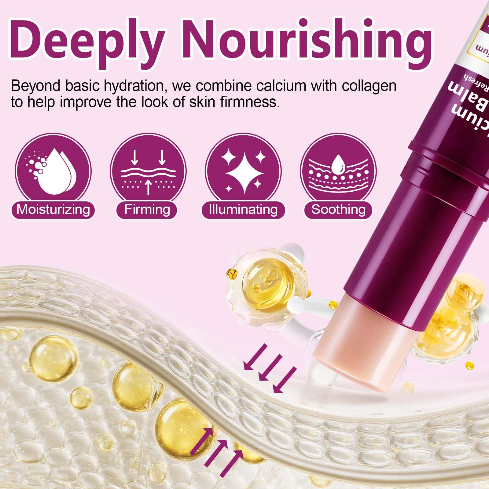 QYQIZWIA Calcium Multi Balm Stick uso en cuello para sensación de firmeza percibida.