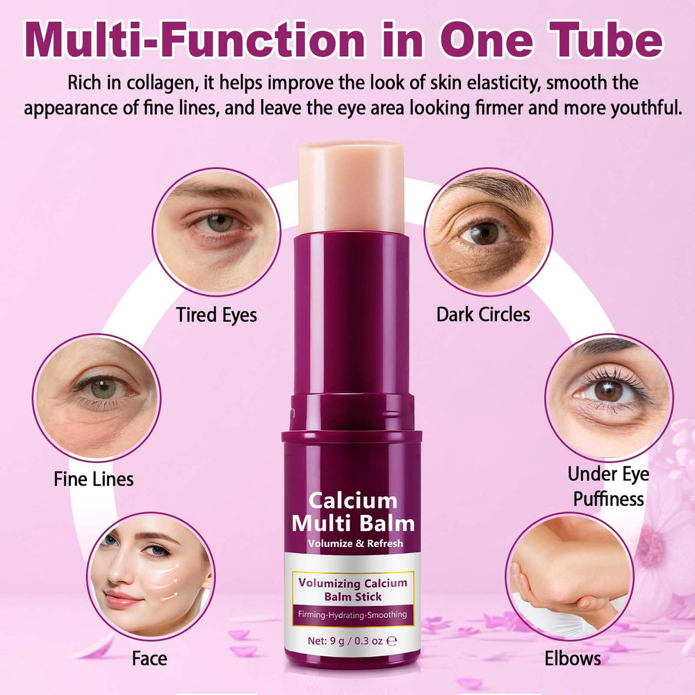 QYQIZWIA Calcium Multi Balm Stick enfoque en ojos para hidratación y confort.