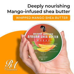 RA COSMETICS Manteca de karité batida mango: textura cremosa para hidratar piel y cabello