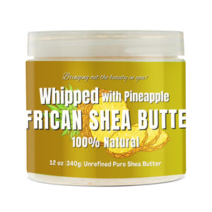 RA COSMETICS Manteca de karité batida con piña en frasco de 12oz para piel suave.