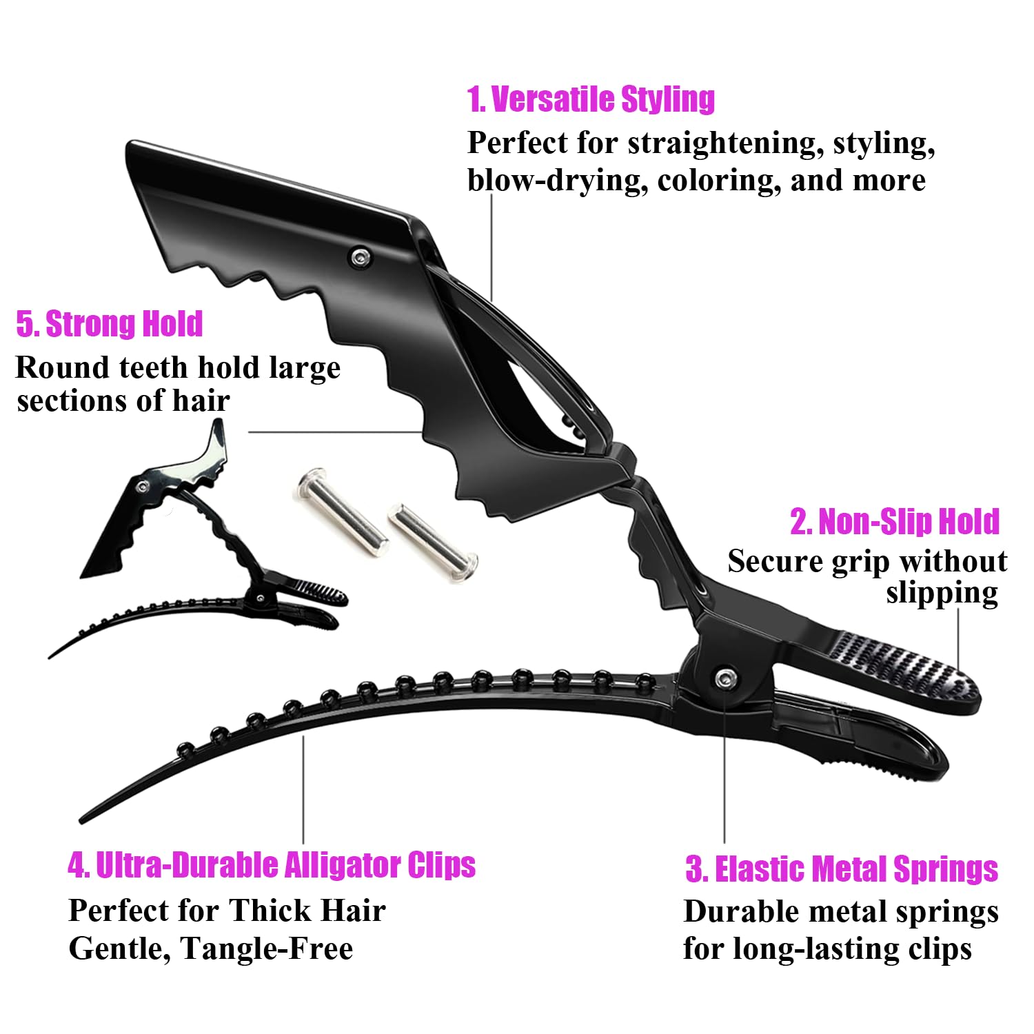Rabetly pinza caimán para seccionado, ideal para cabello grueso y volumen.