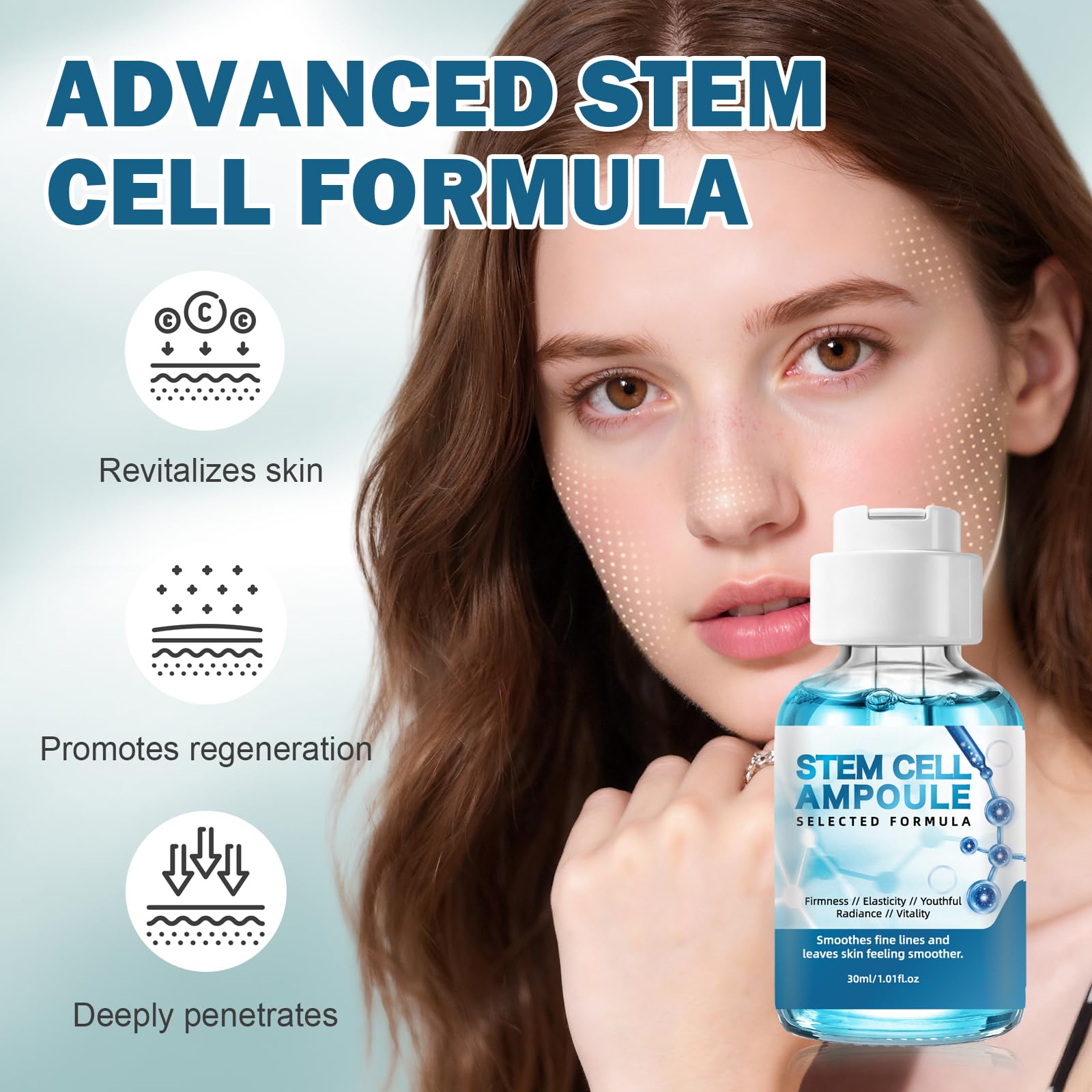 Aplicación suave del serum Racgrul para cara, con absorción rápida.