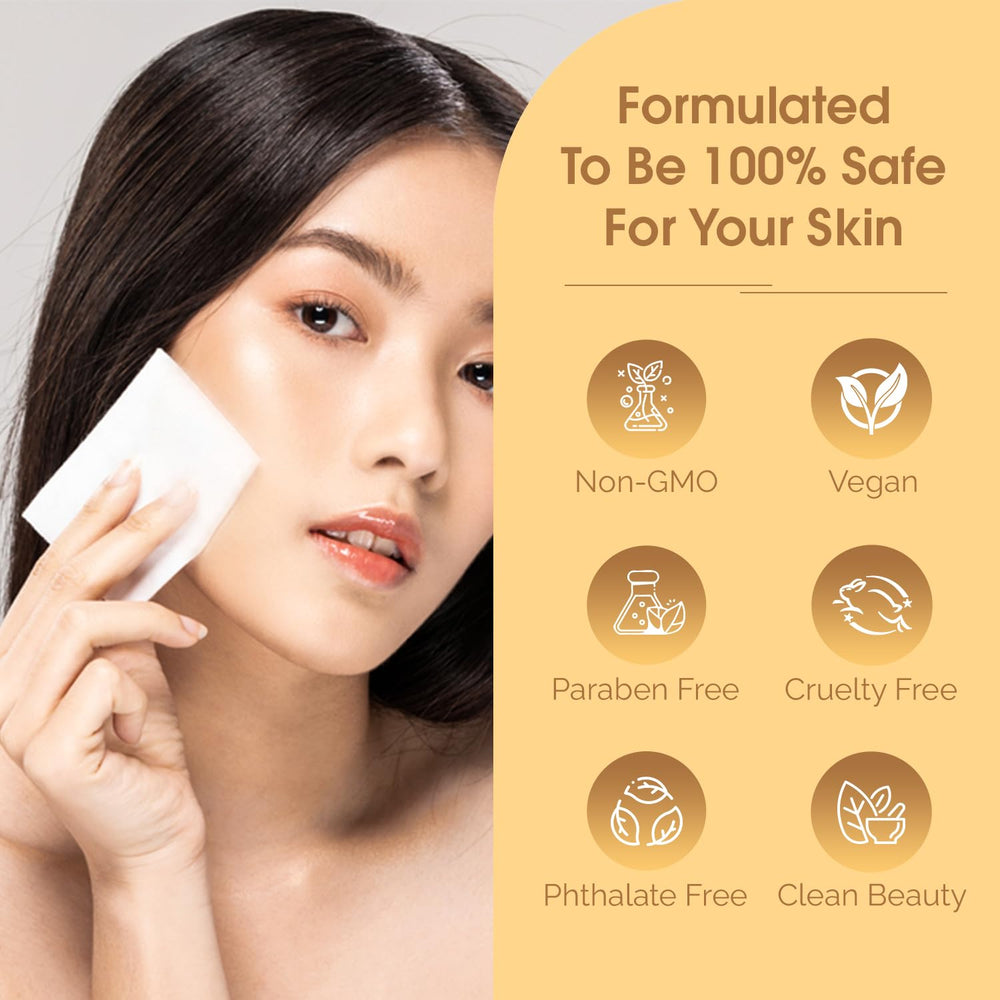 Radiant Aura toallitas faciales sin enjuague para piel sensible y cómoda.