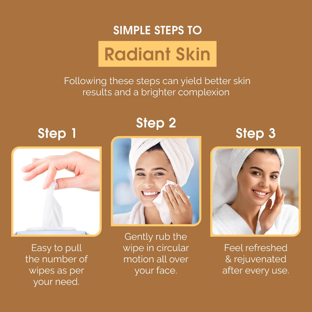 Radiant Aura toallitas faciales para uso diario durante viajes y rutina rápida.
