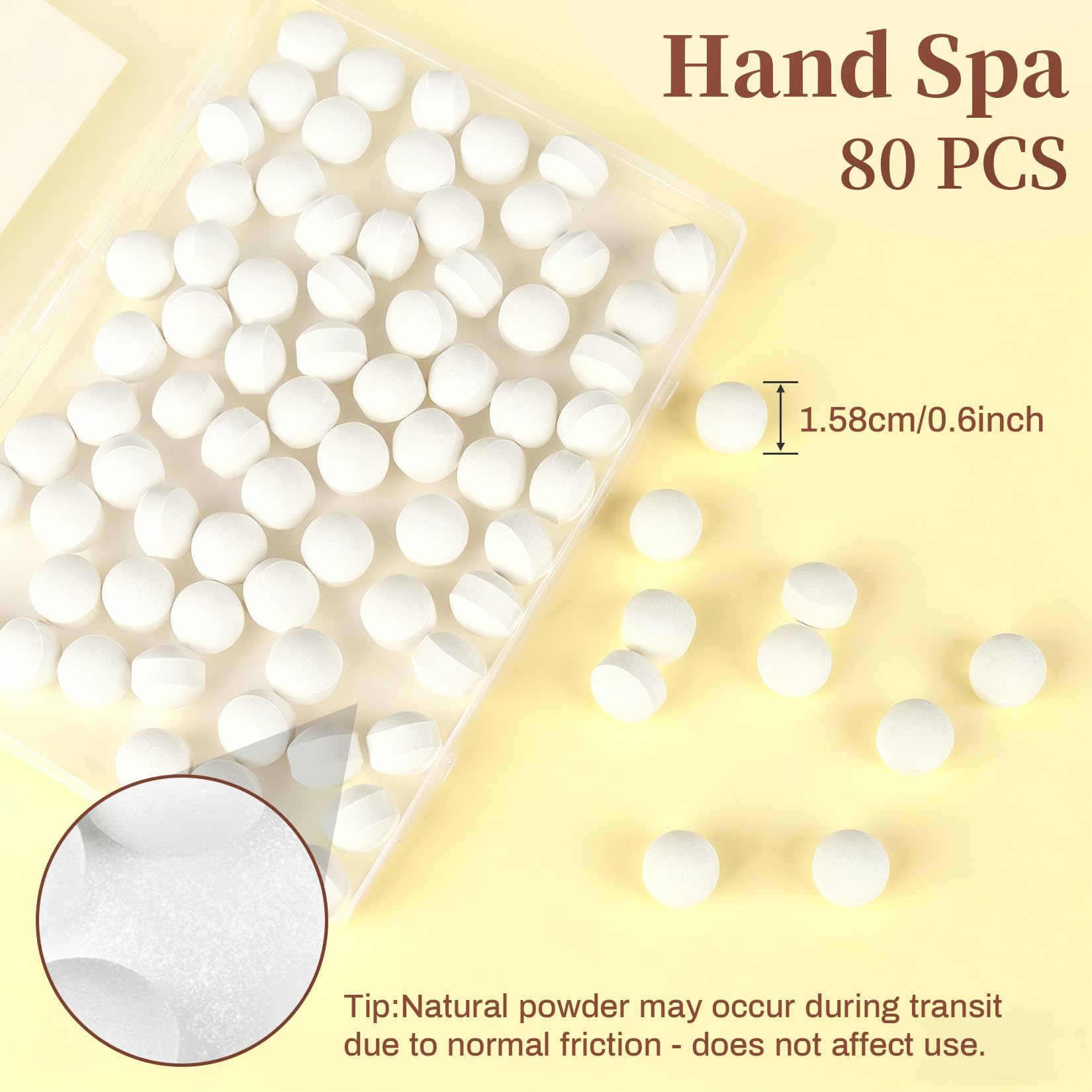RAQEHO Manicure Spa Balls: contenedor transparente facilita almacenamiento y transporte.