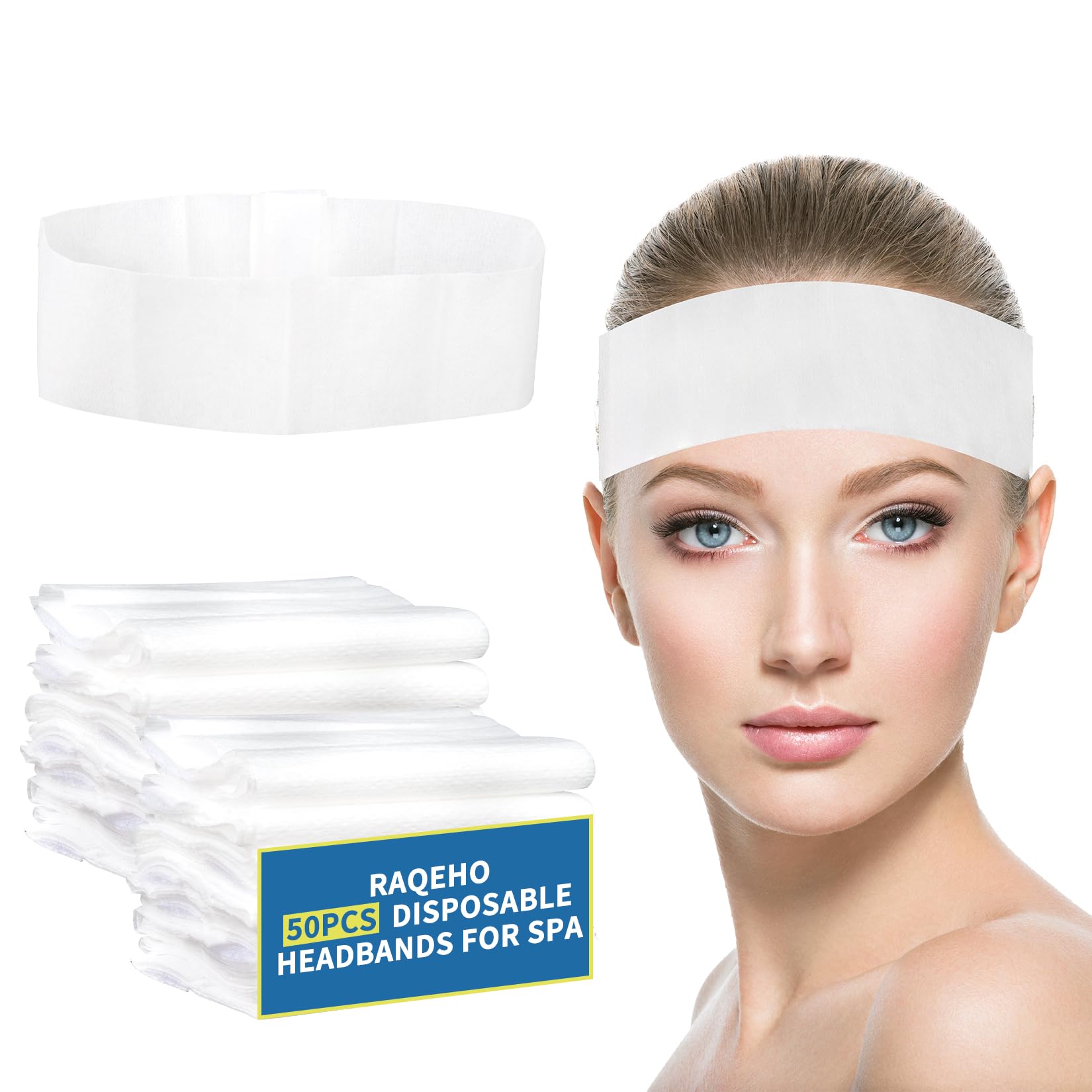 RAQEHO diadema desechable para spa en empaque individual, higiene para cada cliente.