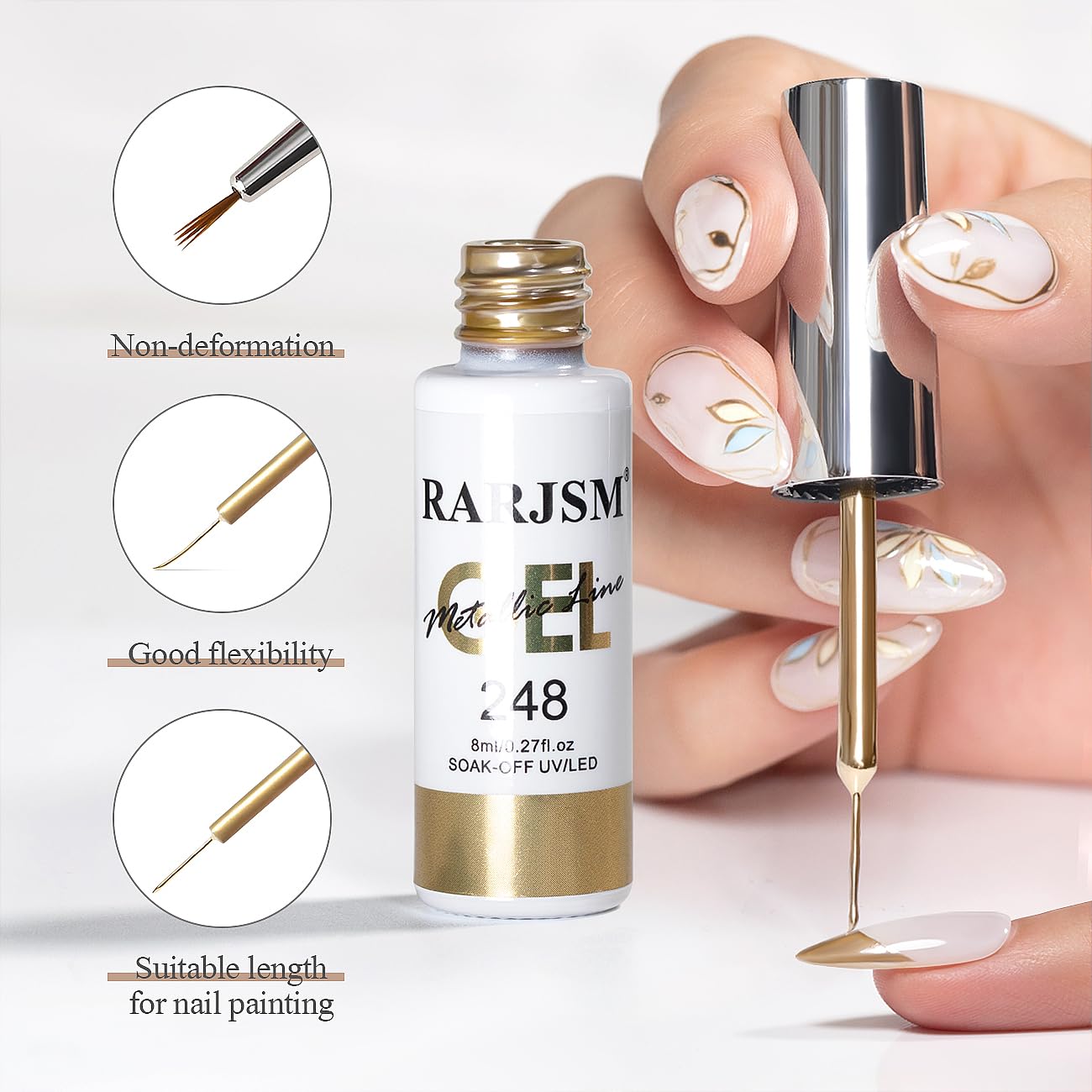 RARJSM Acabado reflejante captura la luz para uñas llamativas.