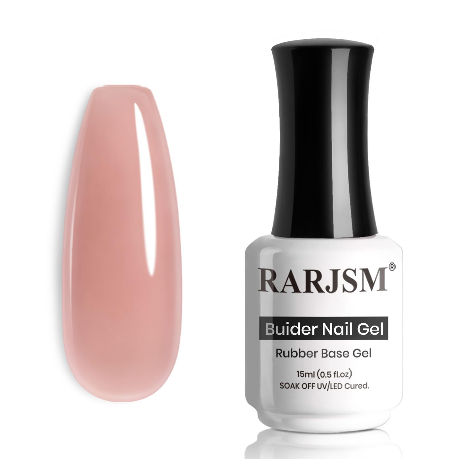 Botella de RARJSM Base Goma Nude Pink para aplicación suave y duradera.