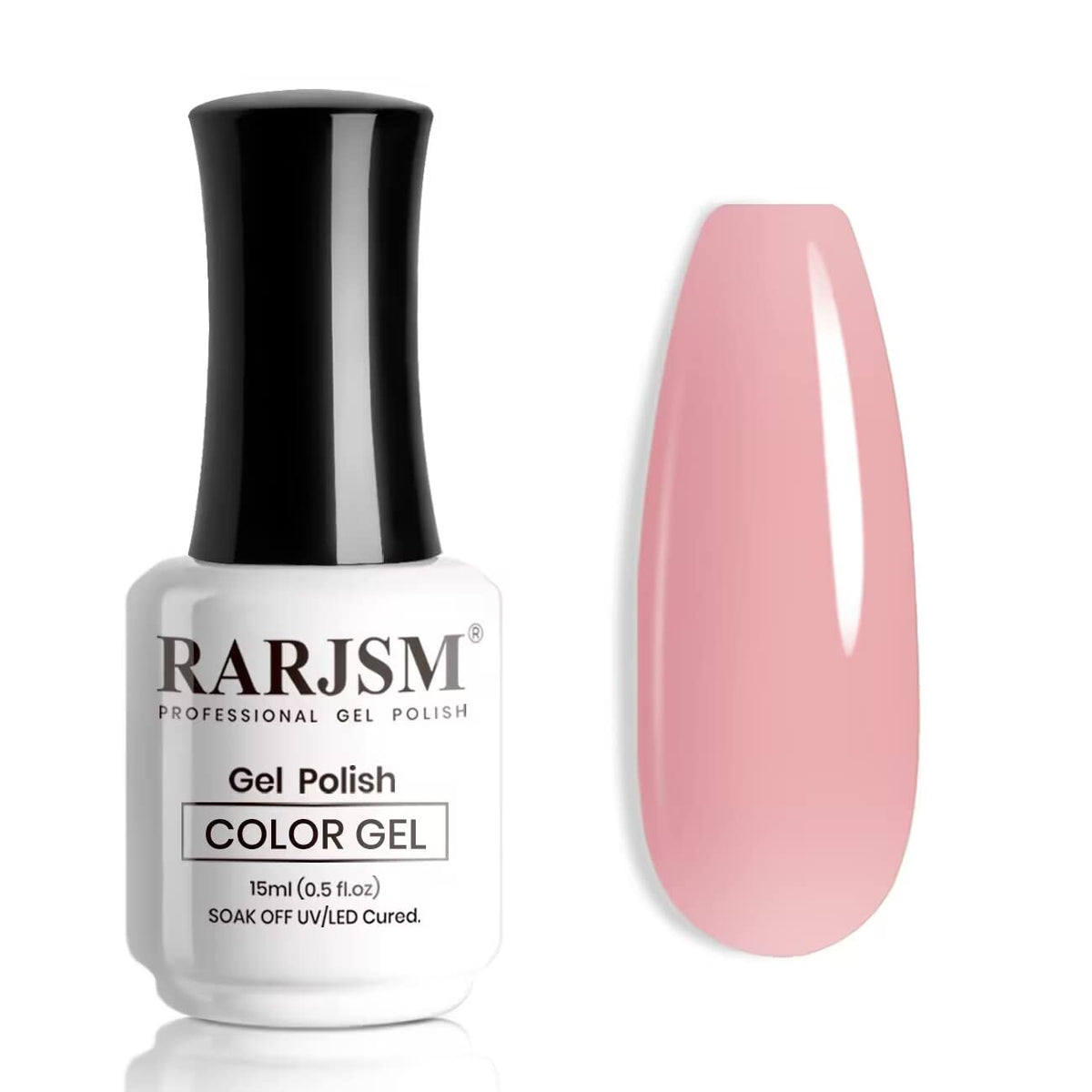 RARJSM botella nude-rosa-transparente, tono suave para uñas naturales.