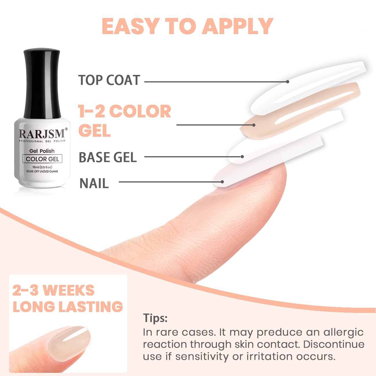 RARJSM Apricot Nude para acabado estilo francés