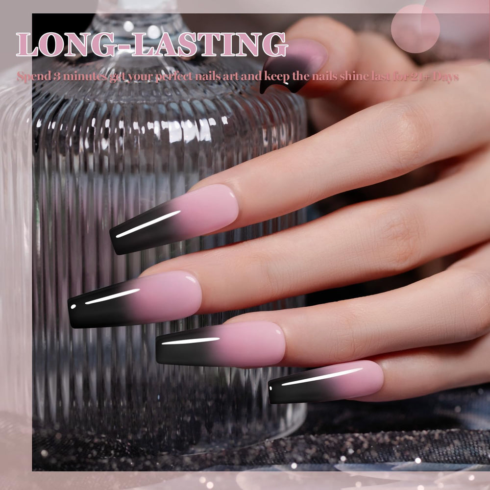 RARJSM esmalte gel cambia a negro con frío para look intenso