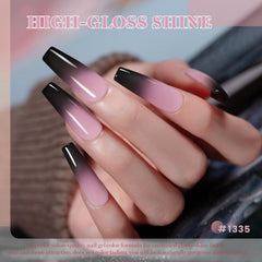 RARJSM esmalte gel degradado rosado a negro para uñas llamativas
