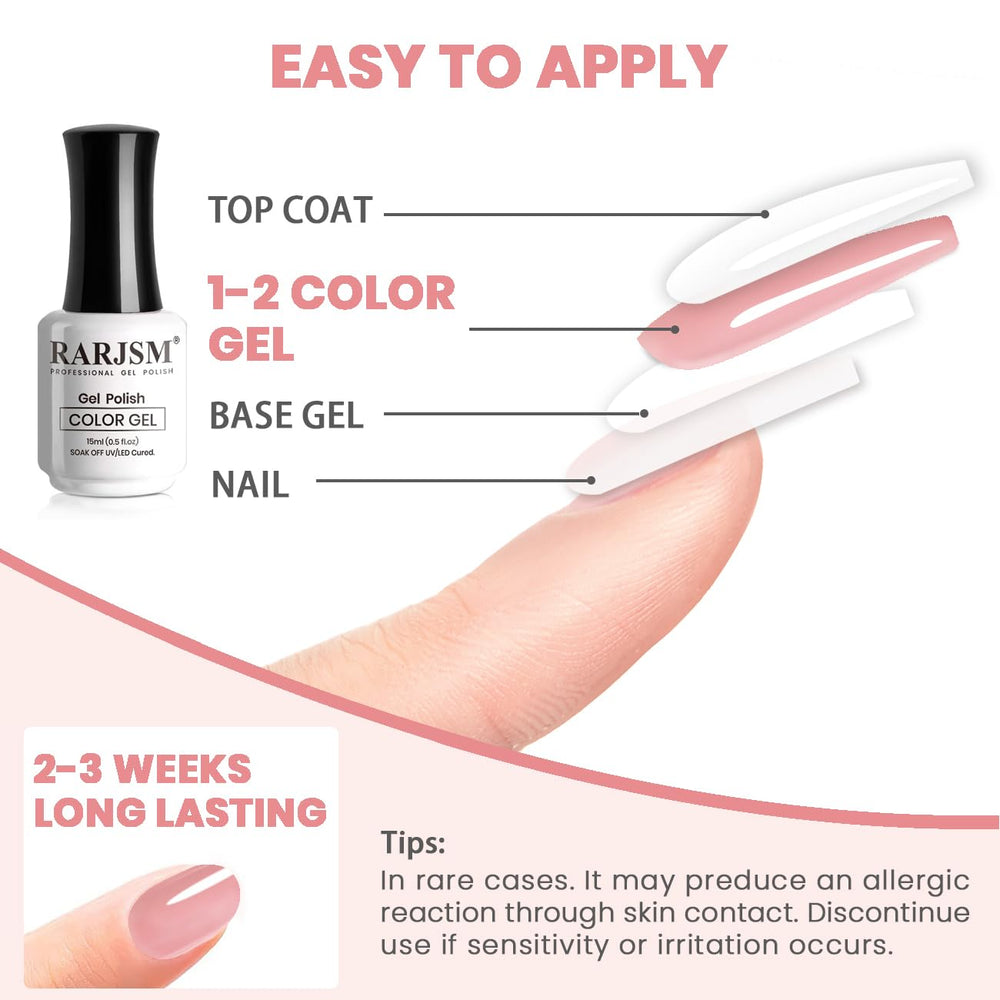 RARJSM gel nude brillo duradero, aspecto translúcido y cuidado duradero