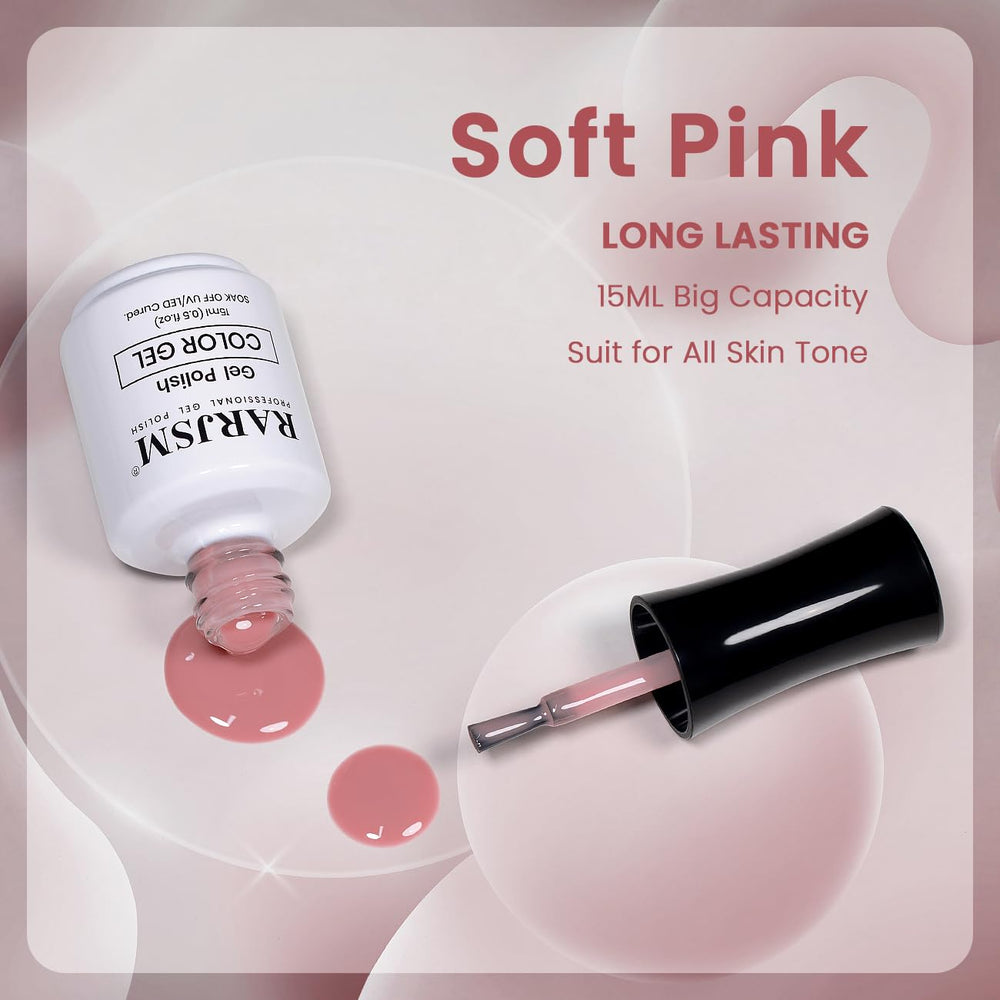 RARJSM gel nude rosa transparente, tono sutil para uñas limpias
