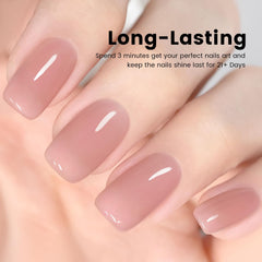 Extensión de uñas rápida con base de goma para mayor longitud.
