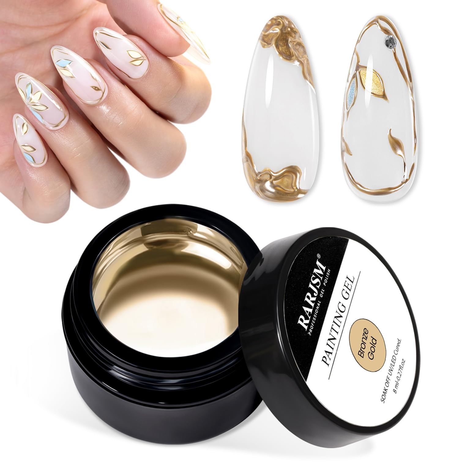 RARJSM gel pintura metalica bronce dorado con acabado llamativo