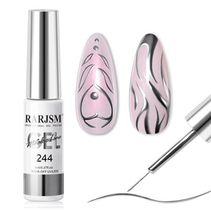 RARJSM Liner plateado metálico en botella para diseños brillantes en uñas