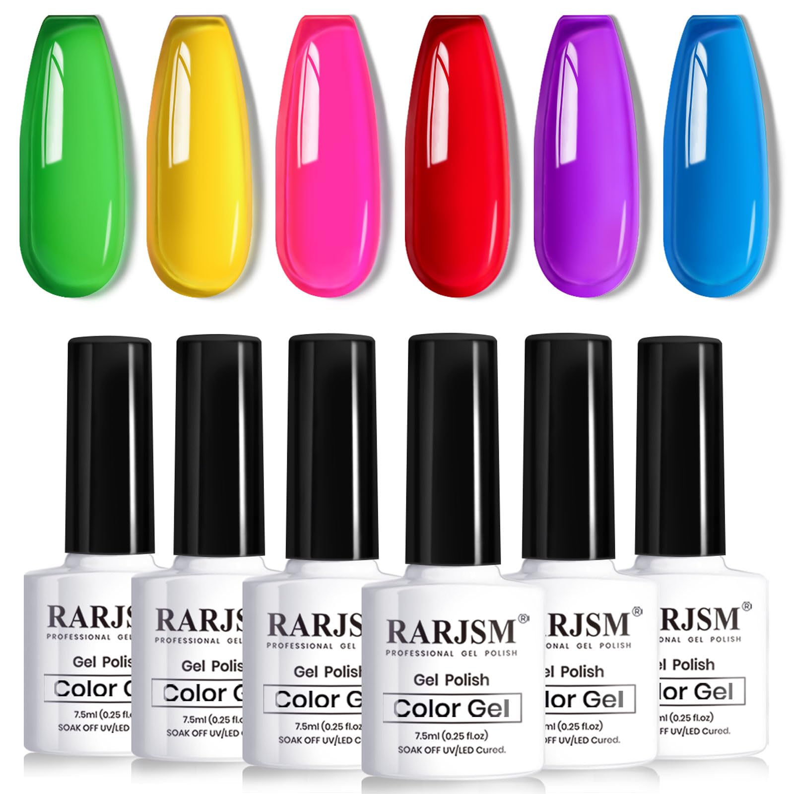 RARJSM Neon Jelly Gel Conjunto con 6 colores neon para uñas vibrantes y duraderas.