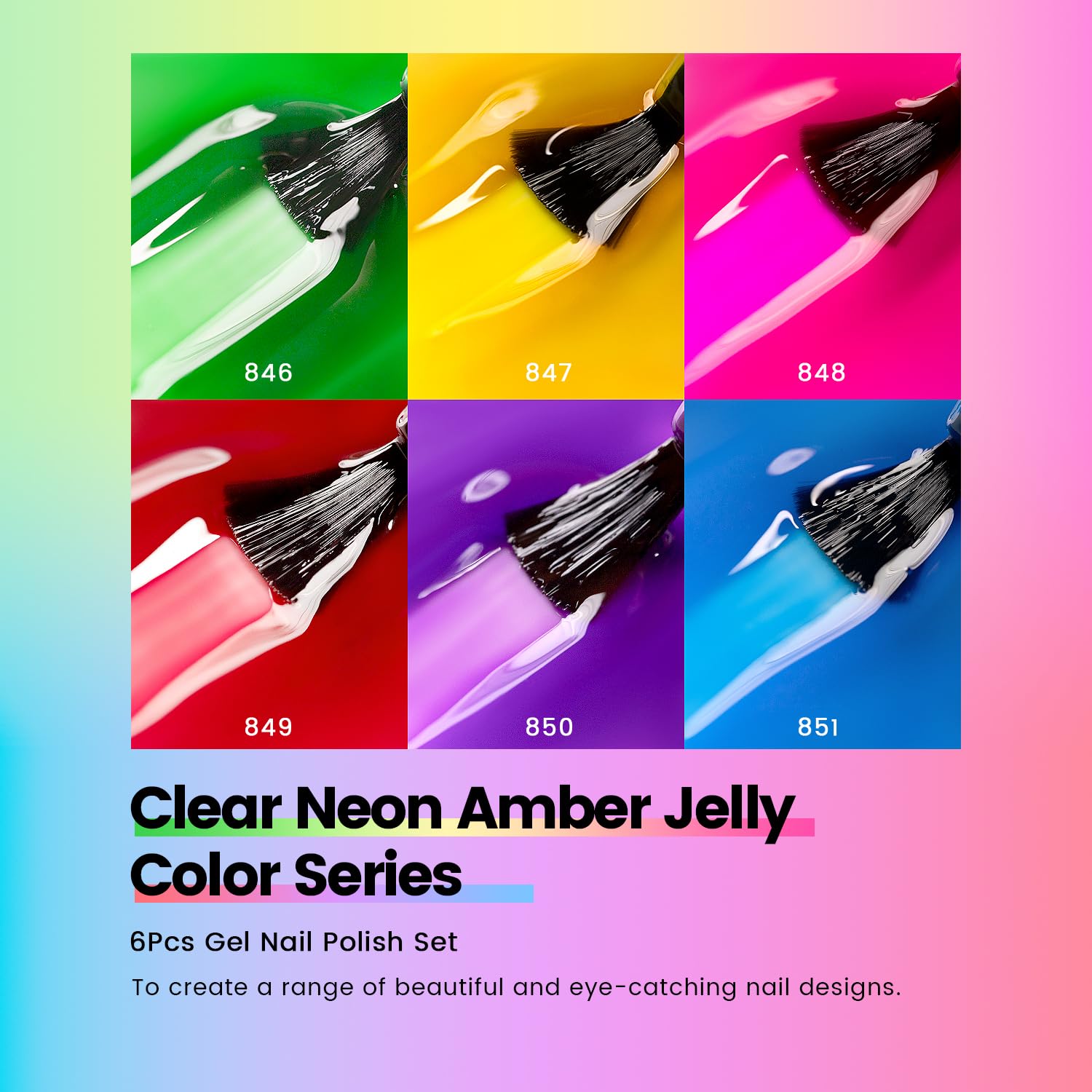 RARJSM Neon Jelly Gel curado con LED/UV para brillo duradero.