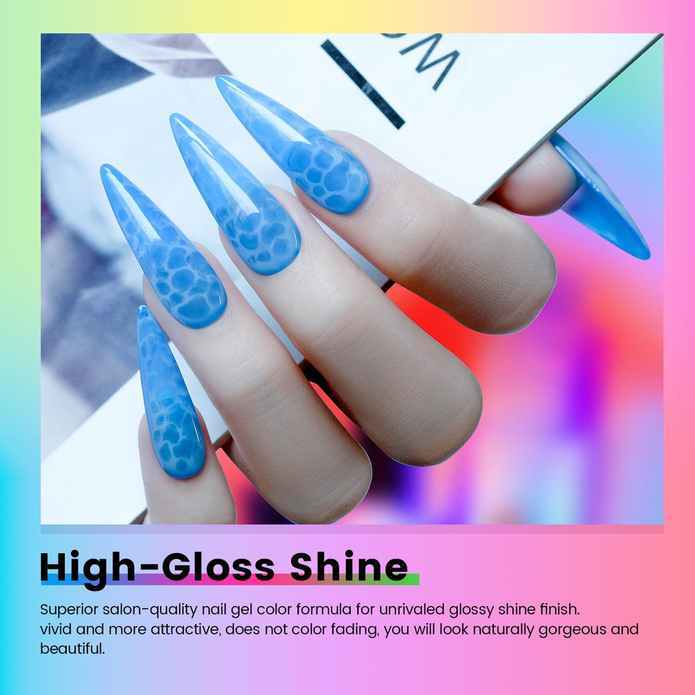 RARJSM Neon Jelly Gel en uñas con diseños brillantes para arte en casa o salón.