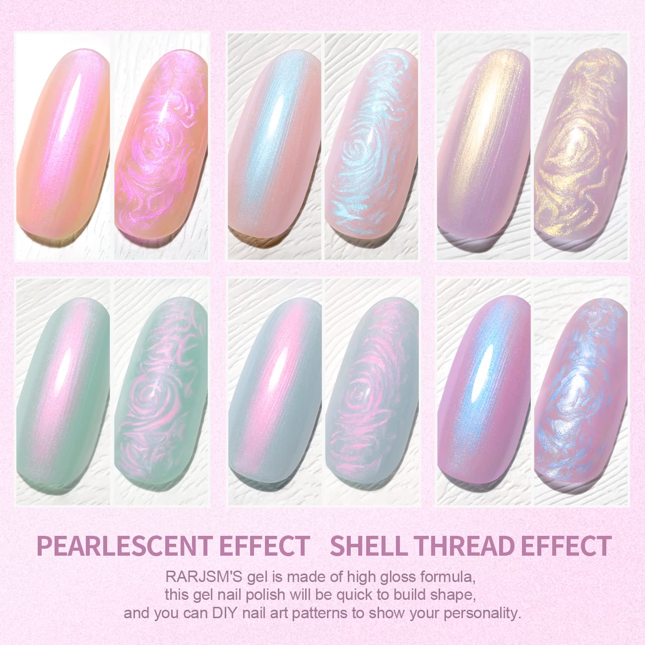 RARJSM Pearl Gel: acabado azul-verde para uñas llamativas